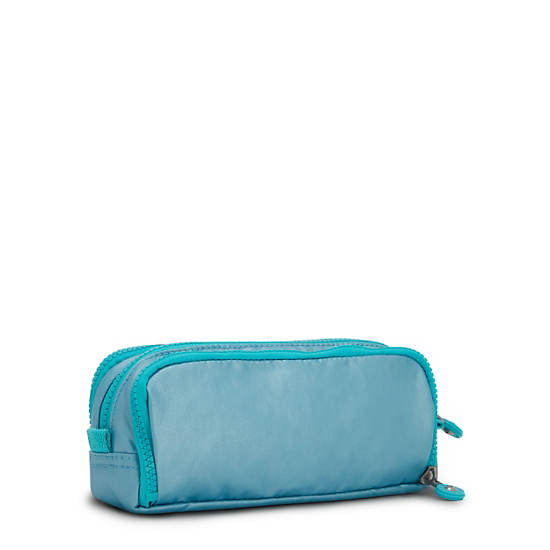 Kipling Gitroy Metallic Pencil Case Bags Natural Aqua Metallic | AU 2120PJ